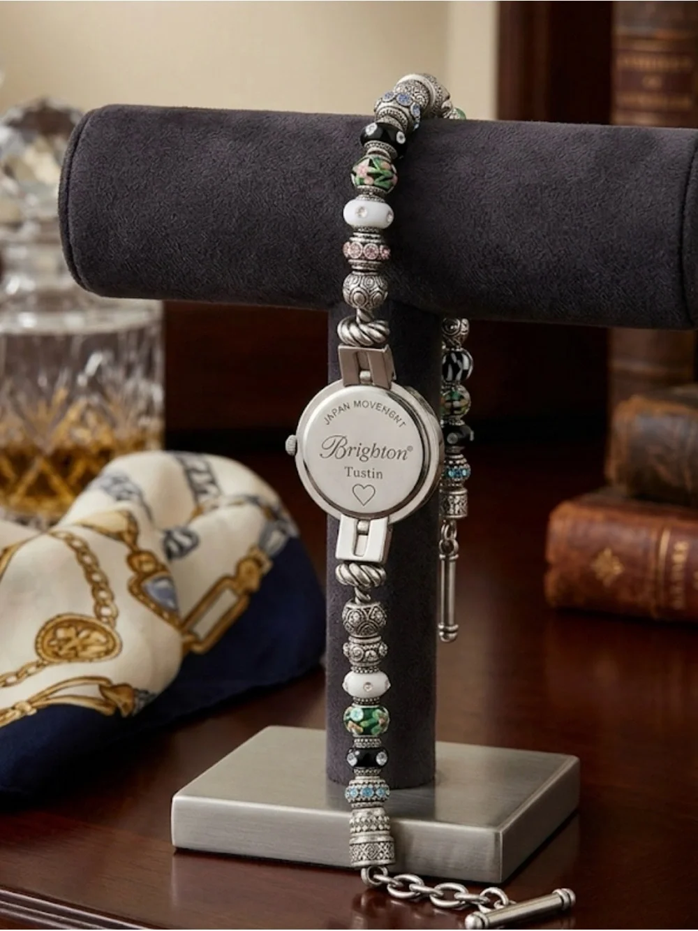 Brighton Vintage Tustin Charm Watch Silver Plated Toggle Clasp 7-8.5